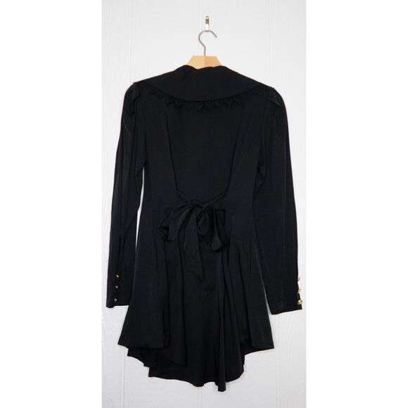 ROTATE BIRGER CHRISTENSEN Black Padded Shoulder Lace Trim Mini Dress 34/US 4 - Picture 8 of 11